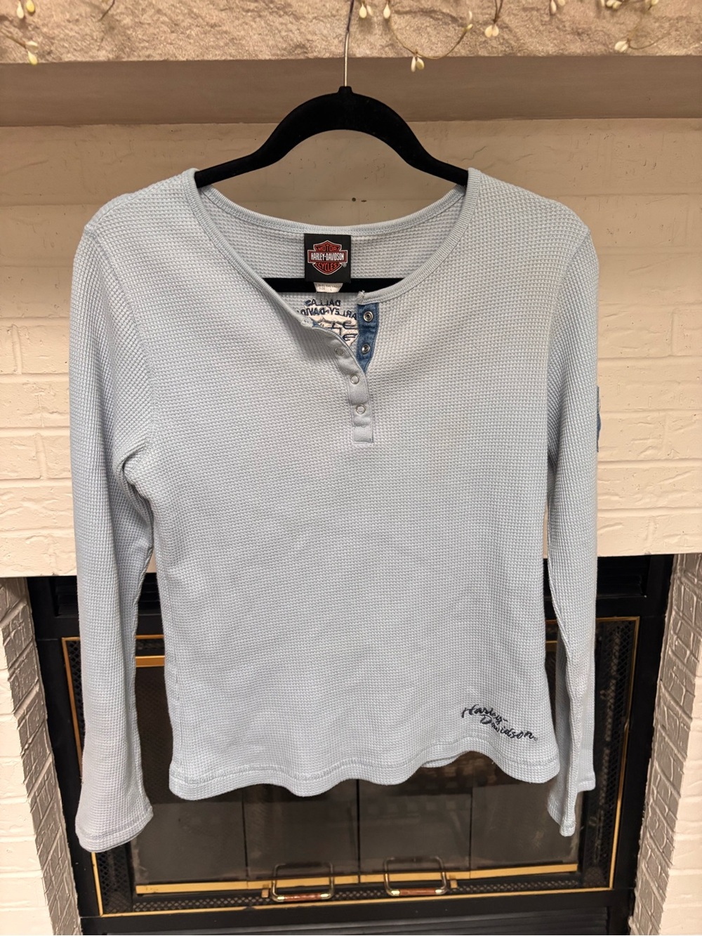 Harley-Davidson Women’s Pale Blue Thermal Henley Top